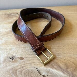 COLE HAAN BROWN LEATHER BELT MEN 40 SOLID BRASS BUCKLE CLASSIC OFFICE